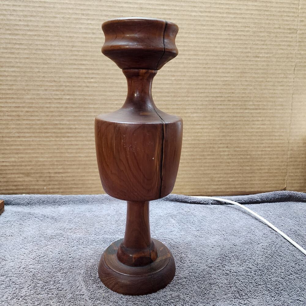 Vintage 12 inch Wooden candle holder U